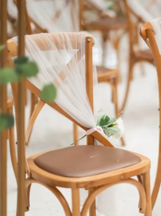 Rustic Crossback Chair with Sheer Drapery