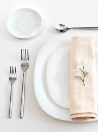 Premium White Dinnerware & Cutlery Set