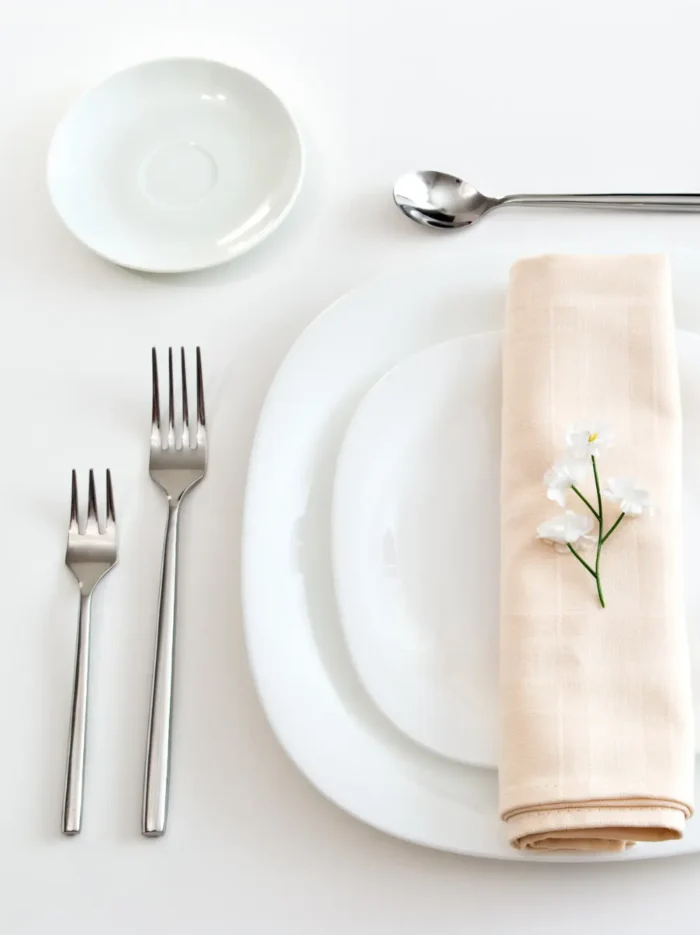 Premium White Dinnerware & Cutlery Set